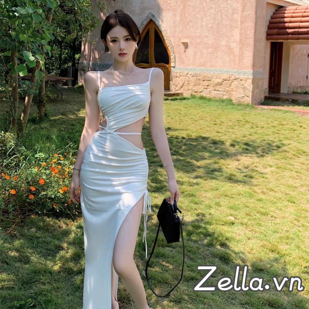 Đầm Dài Hai Dây Không Tay Màu Trơn Thời Trang Mùa Hè Cho Nữ