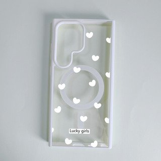 Ốp điện thoại White Love Heart S25plus S25 ultra cho Samsung s22 s22plus ultra Girly S23 S23Plus s23fe s24 s24plus s24ultra Ốp điện thoại