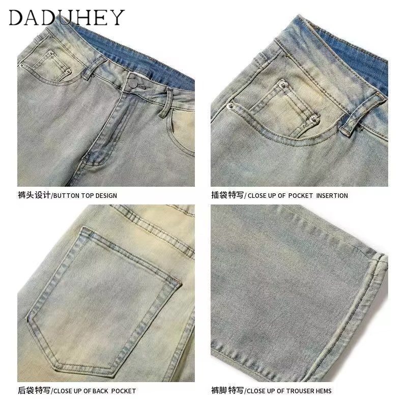 Ảnh DaDuHey New American Ins High Street Retro Jeans Niche High Waist Straight Pants plus Size Trousers 3