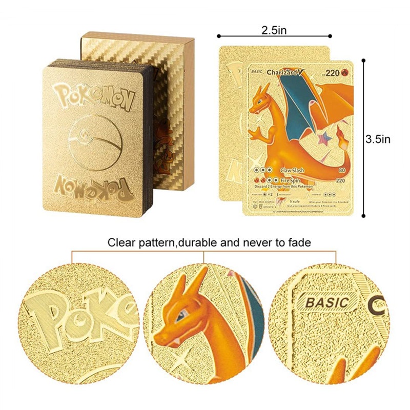 Combo 10 thẻ bài Pokemon mạ vàng chống thấm nước siêu đẹp