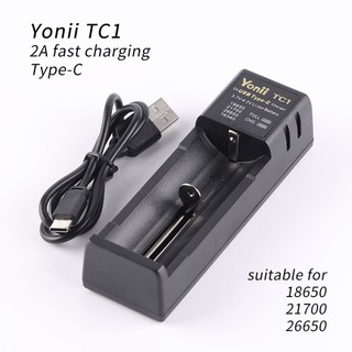 Bộ sạc Yonii TC1 2A charing TYPE-C, thích hợp cho 18650 26650 21700
