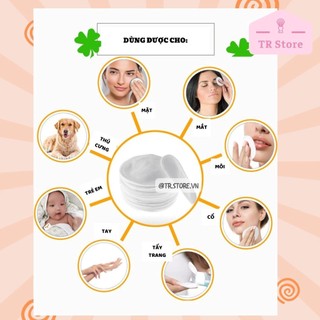 Bông tẩy trang sợi tre cotton tái sử dụng đa năng lẻ 1 miếng