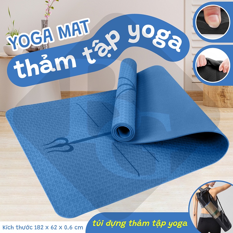Mô tả BG -Thảm Tặng Túi Tập Yoga Định Tuyến Cao Su TPE 6mm Hút Mồ Hôi Nhanh Cao Cấp - 1