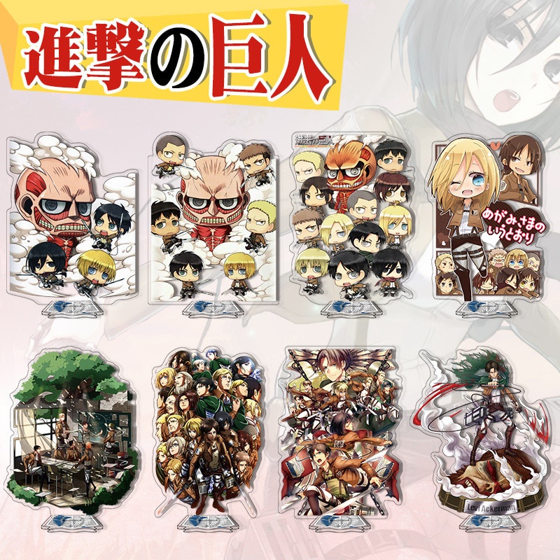Mô hình Standee Hot Anime Attack on Titan Acrylic Levi Mikasa Hanji để bàn tượng nhựa acrylic trong suốt decor để bàn 1