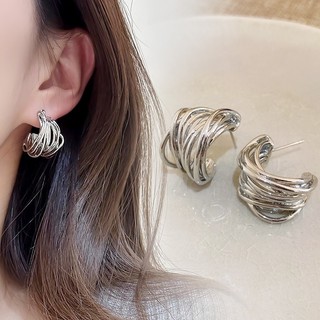 Bông Tai Ba Chiều Hình Chữ c Cao Cấp Phong Cách Âu Mỹ