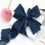 Ruy băng Denim SMILE, Kẹp tóc cao bồi màu xanh Nơ vải Jeans, Màu trơn 1,5 hạt DIY May thủ công Bó hoa cô dâu