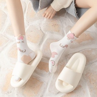 Tất Mèo WEETW, Tất Cotton Bông Tai Kẹp Động Vật, Nghệ Thuật Ngộ nghĩnh Phong Cách Hàn Quốc Tất Ống Giữa Hoạt Hình Dạo Phố