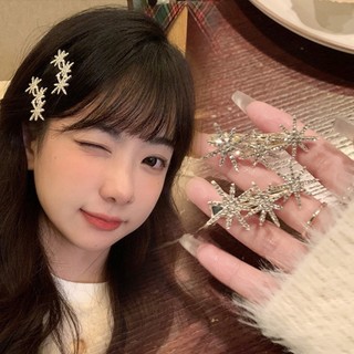 Kẹp Tóc Hình Ngôi Sao / Bông Tuyết / Hình Bát Giác Đính Đá Dễ Thương Ngọt Ngào