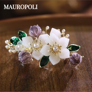 Mauropoli Kẹp tóc hoa hồng phong cách Trung Hoa, thiết kế mùa xuân, kẹp đuôi ngựa, dùng cho tóc gãy