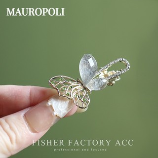Mauropoli [Sẵn Sàng] Kẹp Tóc Bướm Ngọt Ngào Phụ Kiện Đầu Tiên Pháp Cổ Tích Bên Nổ Kẹp Trán Tóc Gãy Retro Kẹp Tóc