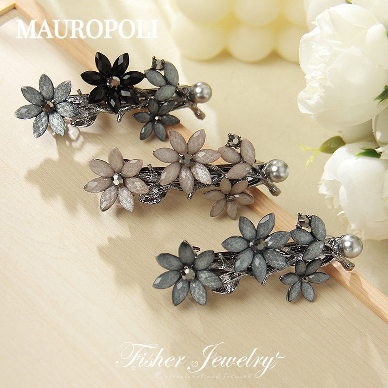 Mauropoli [Hàng Có Sẵn] Kẹp Tóc Đuôi Ngựa Đính Đá Nhiều Màu Phong Cách retro Cao Cấp Dành Cho Nữ