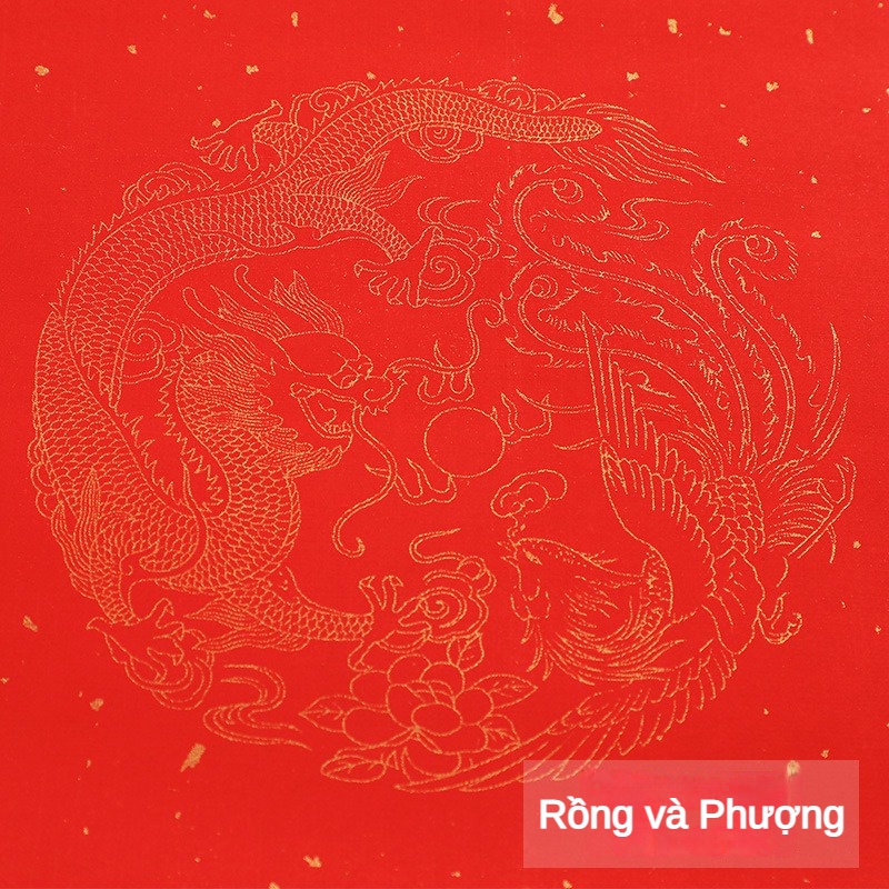 Cuộn Giấy Dán Trang Trí Lễ Hội Mùa Xuân Trung Quốc Màu Đỏ Hình Rồng Phượng Hoàng Cá Đỏ