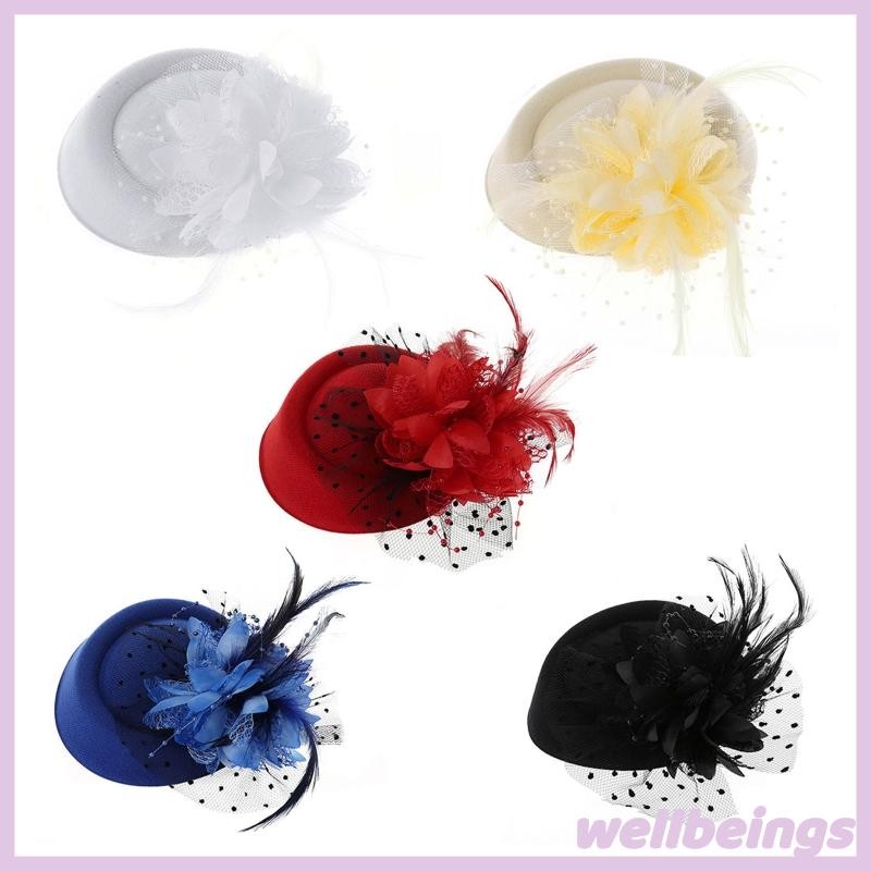 Fascinator Hats Headband Womens Feather Flower Brides Hair Accessories Wedding
