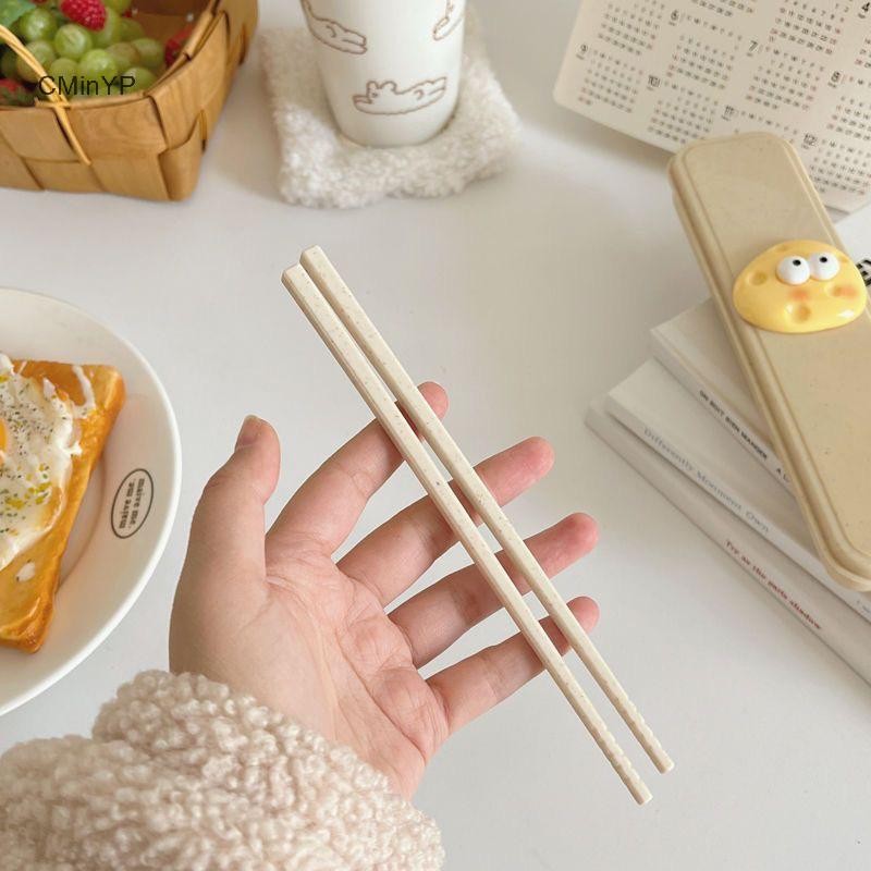 Cyinyp Thép Không Gỉ Dễ Thương Thìa Phô Mai Nĩa Lúa Mì Đũa Bộ Ba Mảnh Học Sinh Trẻ Em Di Động Bộ Đồ Ăn Hộp Bảo Quản Glory