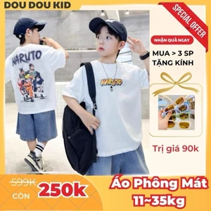 AP28 Áo Phông Cho Bé Trai NARUTO 11-35kg, Chất Cotton Mát Chính Phẩm