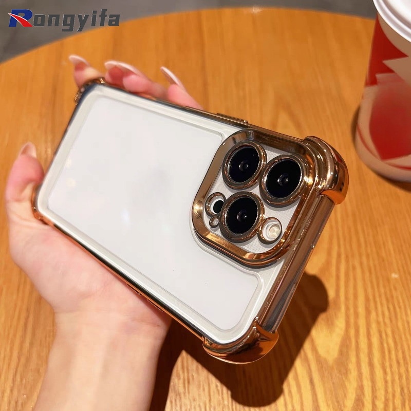 Ốp Điện Thoại Trong Suốt Mạ Sang Trọng Cho Samsung Galaxy A16 A15 A14 A13 A12 A23 A22 5G 4G S21 S20 FE S21 Ultra S20 Plus Vỏ Mềm Chống Rơi Trong Suốt