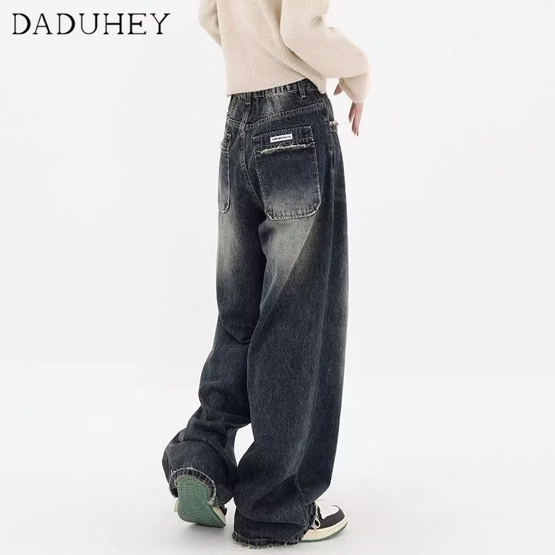 Ảnh Quần jean DADUHEY cạp cao ống rộng phong cách đường phố Mỹ thời trang cao cấp 2023 size lớn 4
