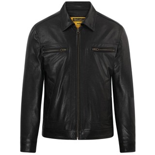 Áo khoác da nam, áo da thật cao cấp Collar cổ bẻ da Dê 2 Khóa Ngực, chính hãng Fttleather AD304D
