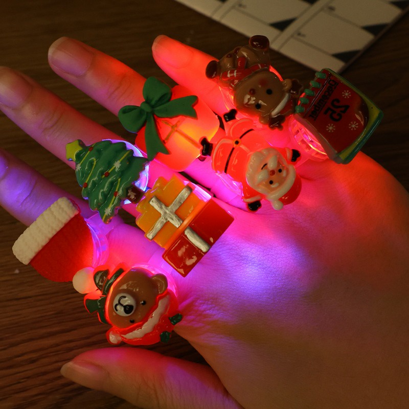 Hoạt Hình Nhẫn Có Đèn led Phát Sáng Hình Ông Già Noel / Ông Già Noel / Tuần Lộc Giáng Sinh Dễ Thương