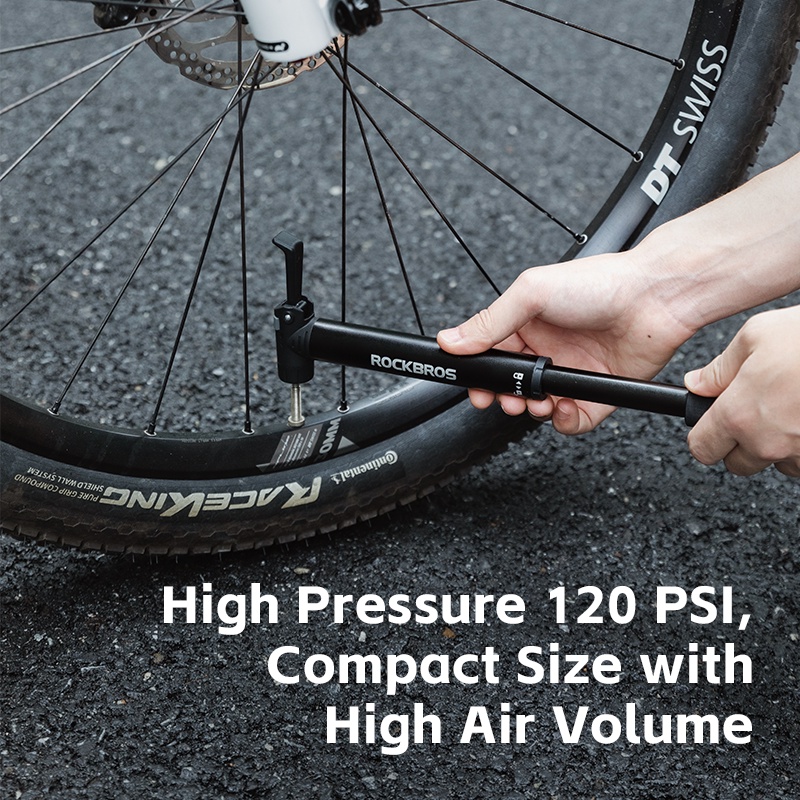 ROCKBROS Máy Bơm Không Khí Với Ratchet Dụng Cụ Xe Đạp Lốp Máy Bơm Hơi Hợp Kim Nhôm Di Động MTB Bơm Đi Phụ Kiện 120 PSI