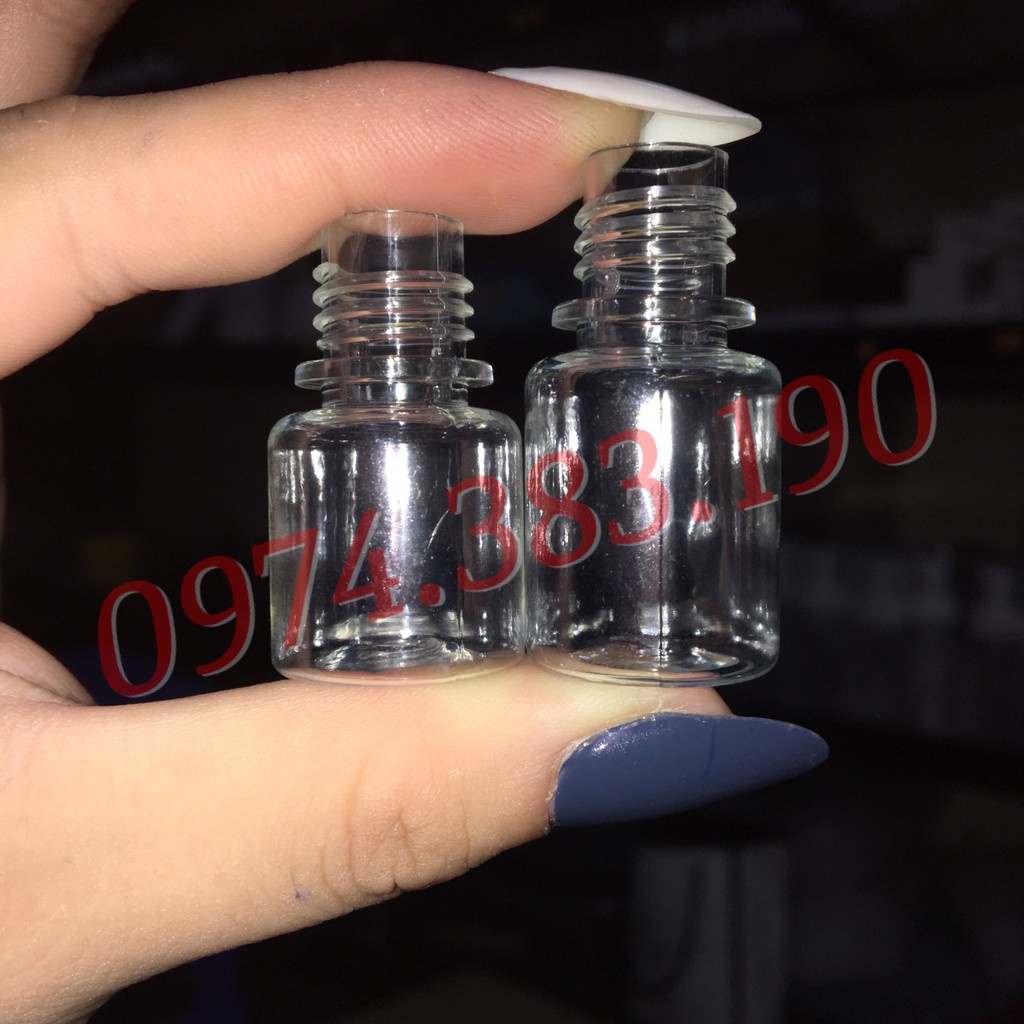 Lọ Chiết Mực Xăm Và Mỹ Phẩm Nhựa Trong Suốt Nắp Đen 5ml hoặc lọ 3ml | dcpxhoanganh PXTM