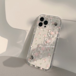 Ôp Điện Thoại Dẻo Trong Suốt Họa Tiết Hoa Xinh Xắn Kèm Vòng Tay & Dây Đeo Cho iphone 14 pro max 13 11 12 14