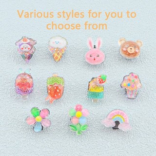 1 Kẹp Trang Trí Dây Giày Hình Cây Kem Màu Cầu Vồng Lấp Lánh Dễ Tháo Rời charms