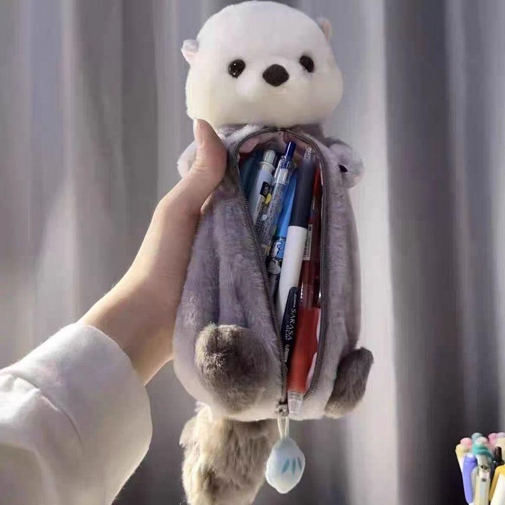 Hộp đựng văn phòng phẩm ITRUMPET, Túi đựng văn phòng phẩm búp bê Otter biển dung tích lớn, Túi đựng bút sang trọng di động