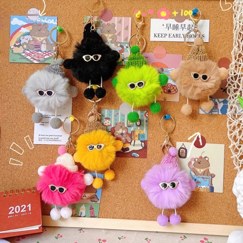 [Flash sales] Móc Khoá Tiểu Yêu Lông Xù Đội Mũ Đeo Kính Dễ Thương Treo Ba Lô,Túi Xách ,Quà Tặng Ý Nghĩa Empoli