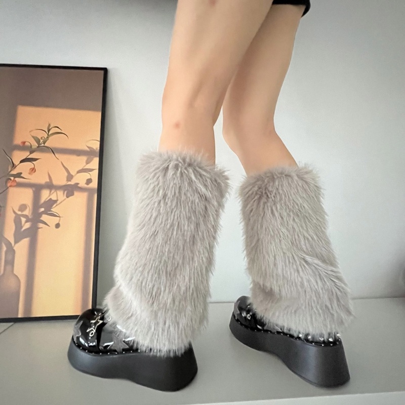 Yoi Lông Thú Giả Mờ Lông Thú Giữ Ấm Chân Lông Giày Cao Gót Boot Còng Bao Carnivals Boot Cover
