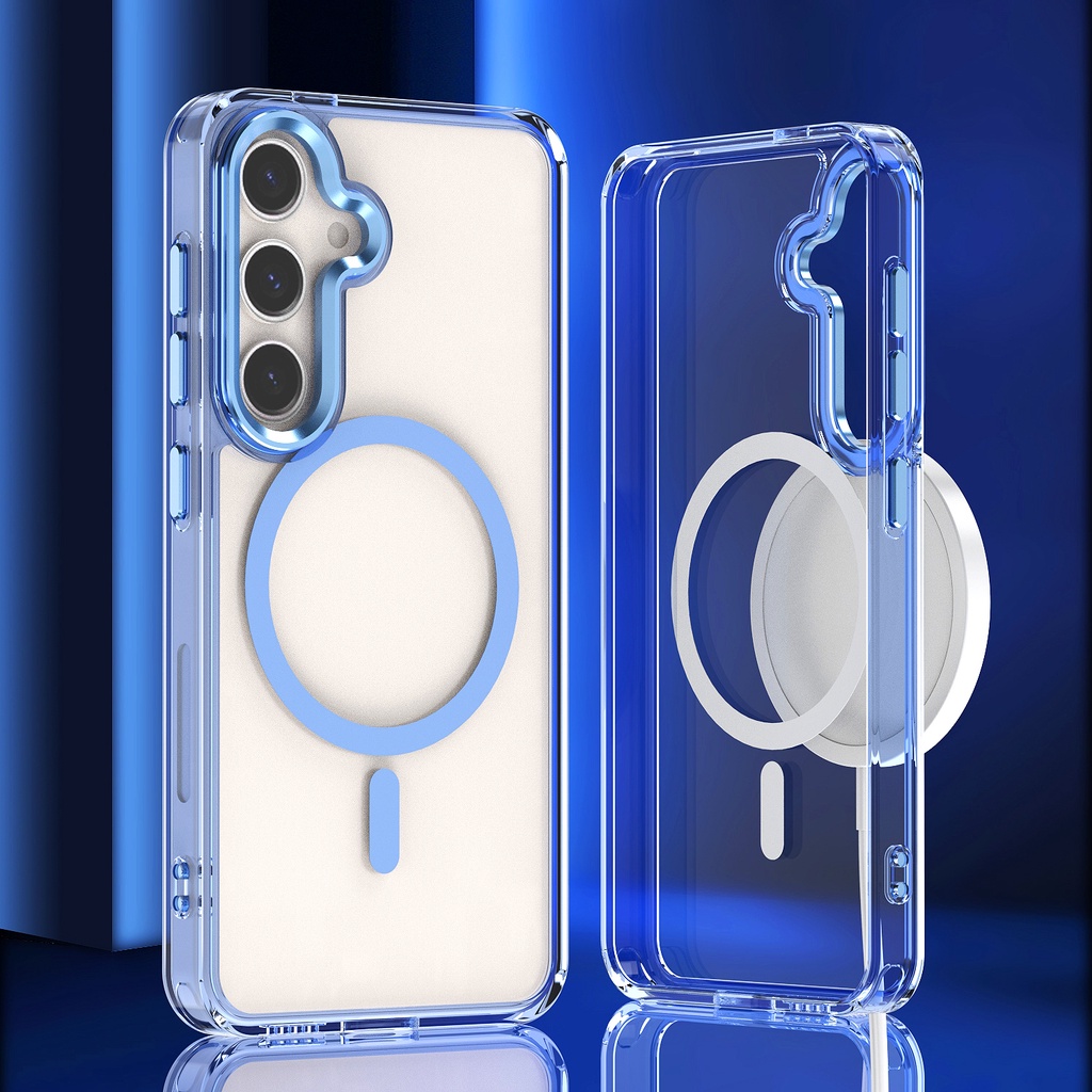 Ốp Cứng Ống Kính Kim Loại Cho Samsung Galaxy A06 A16 A52 A52S A53 A55 A14 A15 A34 A54 A13 A24 A25 A35 S25 S24 S23 Ultra Plus FE Vỏ Điện Thoại Từ Tính Trong Suốt Chống Sốc