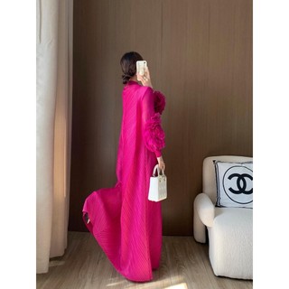 Miyake Đầm nữ xếp ly cao cấp, dáng ôm dài, size lớn