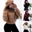 THEGIRL8B Áo Khoác Sang Trọng, Áo Khoác Tai Gấu Dài Tay Màu Trơn, Áo Chui Đầu Quần Áo Fuzzy Áo Khoác Lông Cừu Mùa Đông