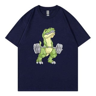 Áo Thun Nam Mùa Hè Chất Lượng Cao Khủng Long Cử Tạ T Rex Tập Gym Tập Luyện Deadlift 100% Cotton Áo Quá Khổ Dạo Phố