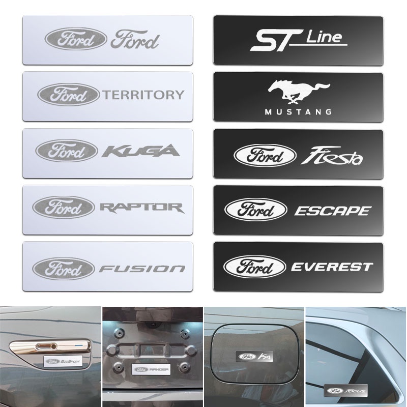 Bộ 4 Miếng Dán Logo 3D Bằng Kim Loại Trang Trí Xe Hơi Ranger Ecosport Focus 5d Kuga Fiesta T6 T7 T8 Territory Everest Ka Fusion