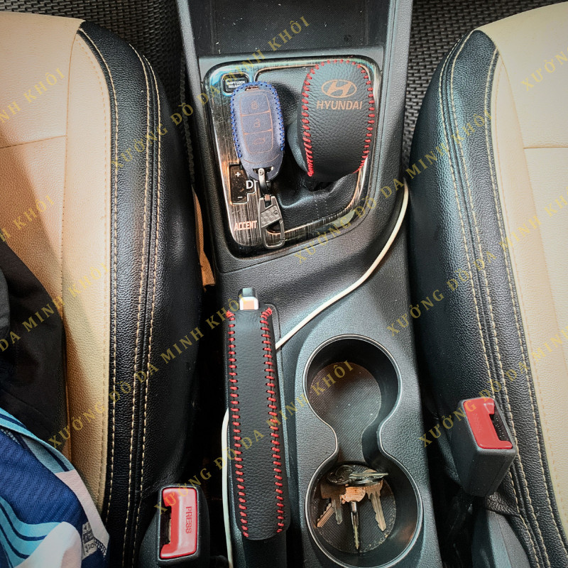 Bao Da Cần Số, Phanh Tay Xe Huyndai i10, Accent, Elantra 2016-2024 số tự động da thật, khâu thủ công