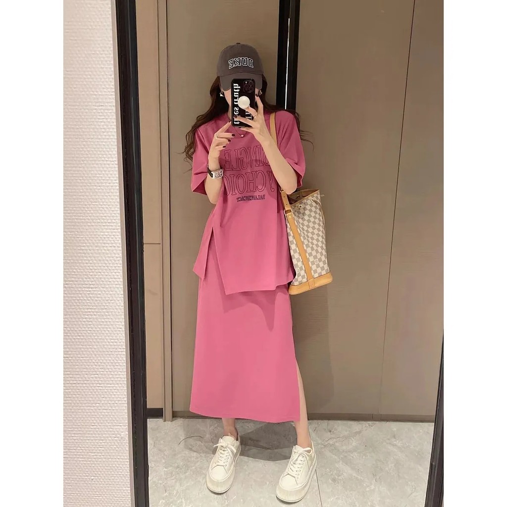 Phiên Bản Hàn Quốc Một Trọn Bộ Thường Ngày Rời Phù Hợp Với Nửa Chiều Dài Váy Không Đều Top Mỏng Hơn Nhìn Đầm Nữ