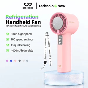 Quạt cầm tay mini Goojodoq tốc độ cao, điều chỉnh vô hạn 100 cấp độ, làm mát nhanh với miếng đệm chườm lạnh