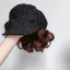 FUJIOU Tóc Giả Mũ Xoăn Ngắn, Phong Cách Hàn Quốc Tổng Hợp Nữ Mẹ Mũ Có Tóc Giả, Fasion Giả Lông Tơ Vô Hình Billycock Sóng Bob Tóc Giả Nữ