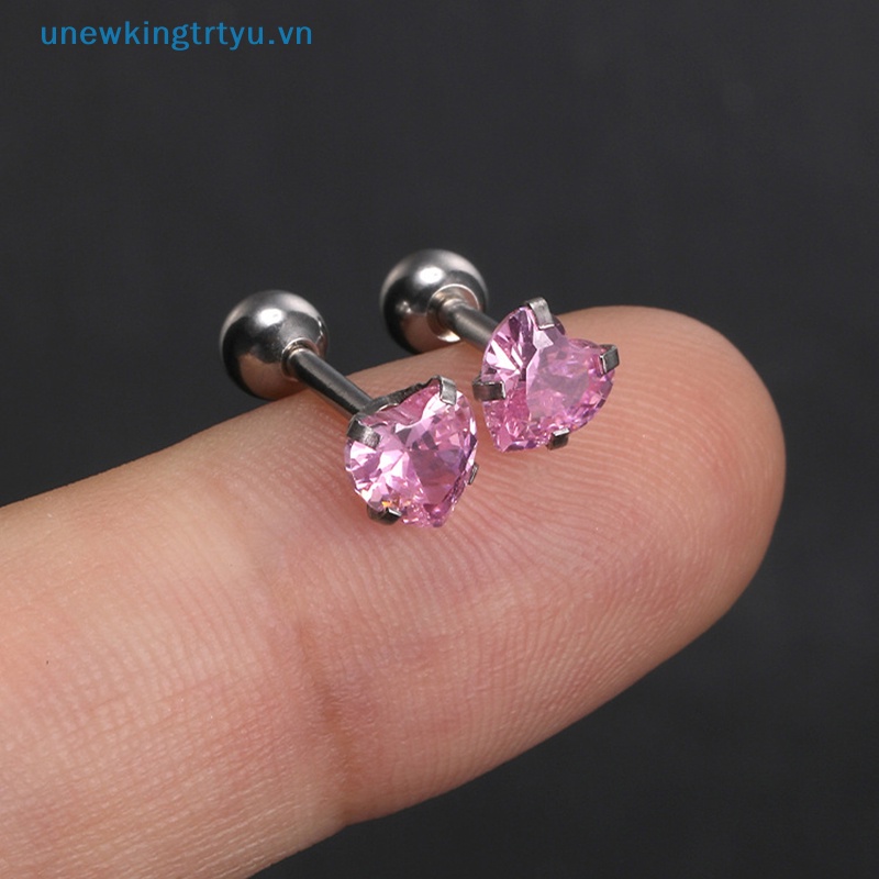 Unewtyu 1 Đôi Khuyên Tai Xỏ Lỗ Bằng Thép Không Gỉ Đính Đá zircon Đơn Giản Thời Trang Cho Nữ vn
