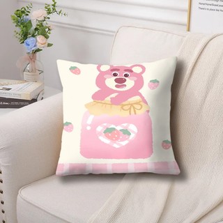 Lotso Dâu Gấu Vuông Gối Một Mặt In Polyester Phòng Khách Sofa Đệm Trang Trí Nhà (Không Có Gối)