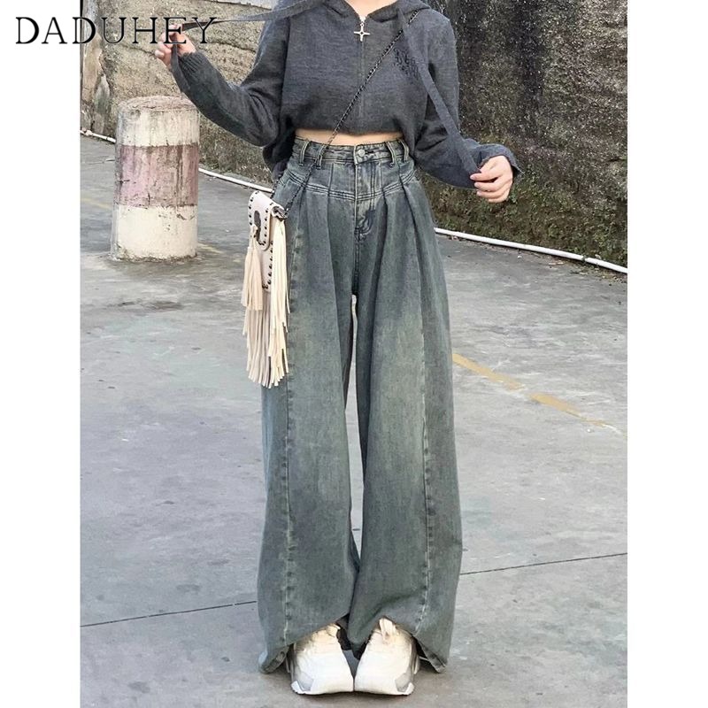 Ảnh Quần jeans cạp cao ống rộng plus size phong cách đường phố retro 3