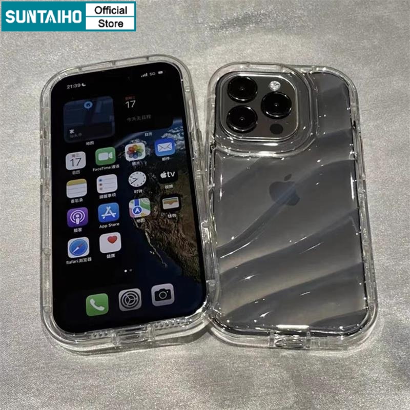 Suntaiho ốp lưng iphone Trong Suốt Đơn Giản lượn sóng Ốp Điện Thoại TPU Silicon Mềm Chống Sốc Cho iPhone 16 15 14 12 13 11 Pro Max IP 7 8 plus iphon x xs xr xsmax