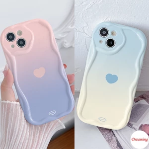 Ốp Lưng Cho Redmi Note 13 12S 11S 10S 9S 8 7 M6 Pro A3 A1 A2 Plus 13C 12C 11A 10C 9A 9C 9T C65 C50 C55 C31 X5 Kem Vồng Cong Edge Motif Dần Dần Màu Hồng Trái Tim Xanh
