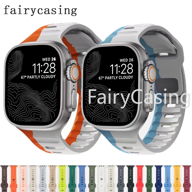 Silicone Dây Đeo Đồng Hồ Bằng Silicon Kích Thước 9 41mm 45mm ultra 2 49mm 44mm 40mm 38 42mm Cho iwatch series 9 8 7 6 se 5 4