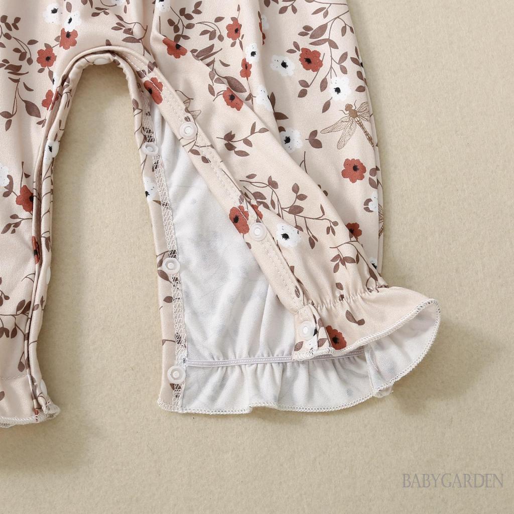 Bộ Áo Liền Quần Hai Dây Buộc Dây Họa Tiết Hoa Xinh Xắn Cho Bé Gái 0-24 Tháng Tuổi