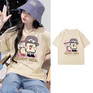 HIIXIIVI Áo Thun Tay Ngắn Dáng Rộng 100% cotton In Họa Tiết Hoạt Hình Dành Cho Nam Nữ size 5xl