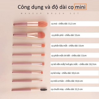 Bộ 8 Cọ Trang Điểm Đa Năng Tiện Lợi Tông Màu Macaron HaminStore