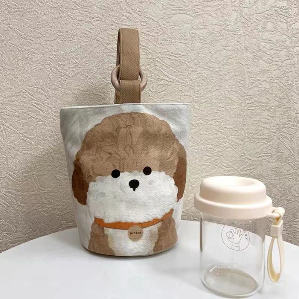 Túi xô GUSTAVA, Túi Tote in hình chó con bằng vải Canvas dễ thương, Túi đựng hàng đầu