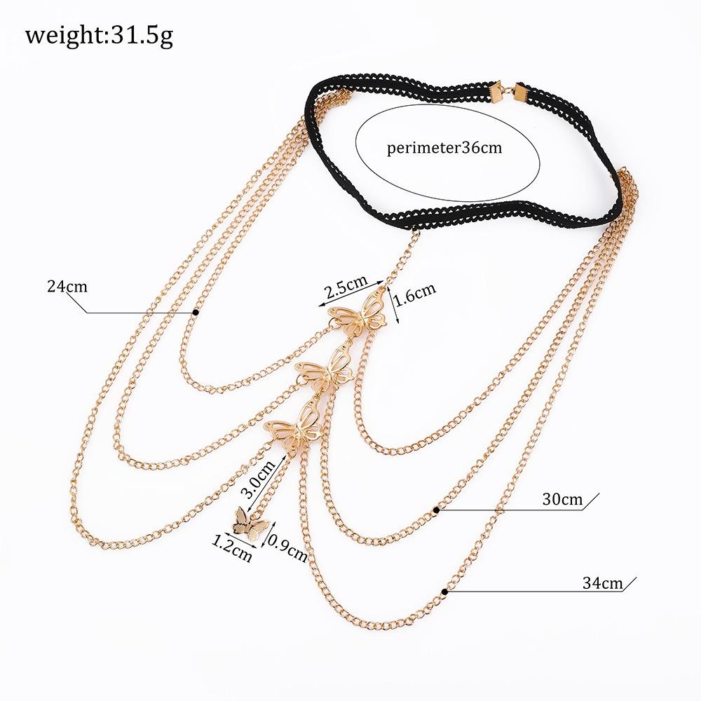 Dây Xích Chân Bướm MONOSTYLE, Dây Xích Đùi Bướm Co Giãn, Bán Ren Xu Hướng Gợi Cảm Đi Biển Trang Sức Cơ Thể Nữ